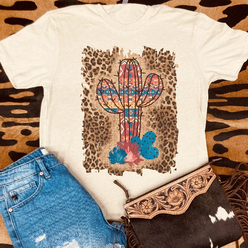 Rebel Rose Cream Graphic Tee - Leopard Aztec Cactus