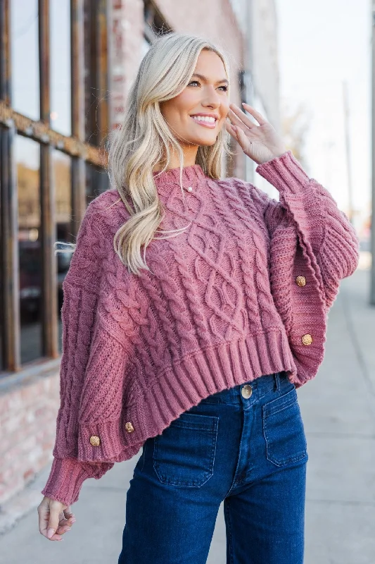 Fell In Love Mauve Pink Poncho Sweater