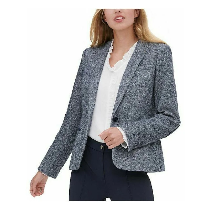 Tommy Hilfiger Women's One-Button Elbow Patch Blazer Gray Size 14