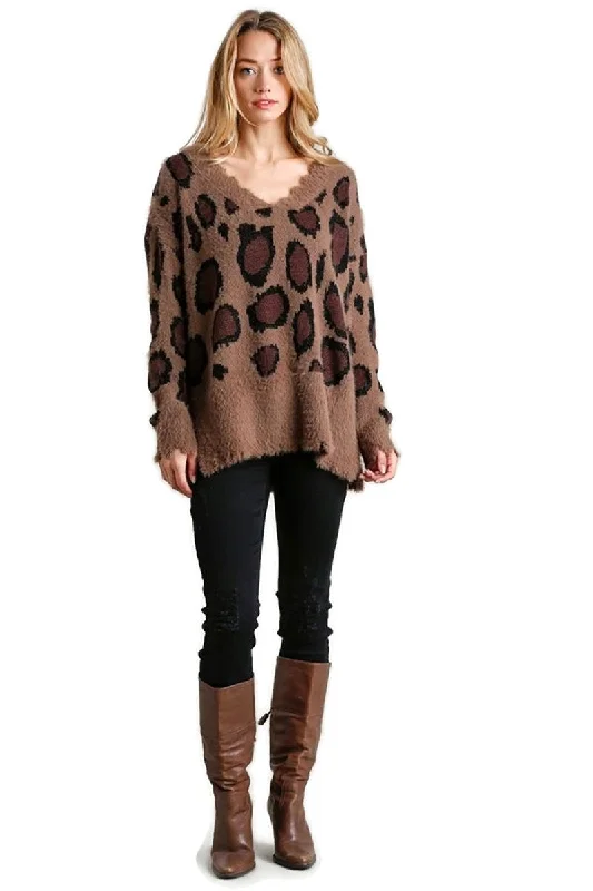 Fuzzy Leopard Sweater, Mocha