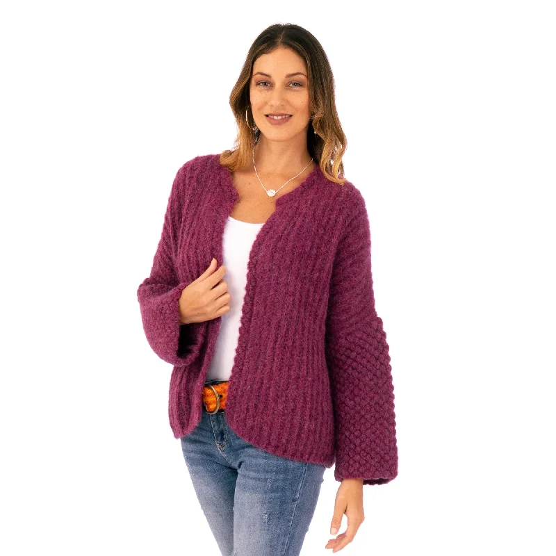 Novica Handmade Burgundy Reflections Blend Cardigan