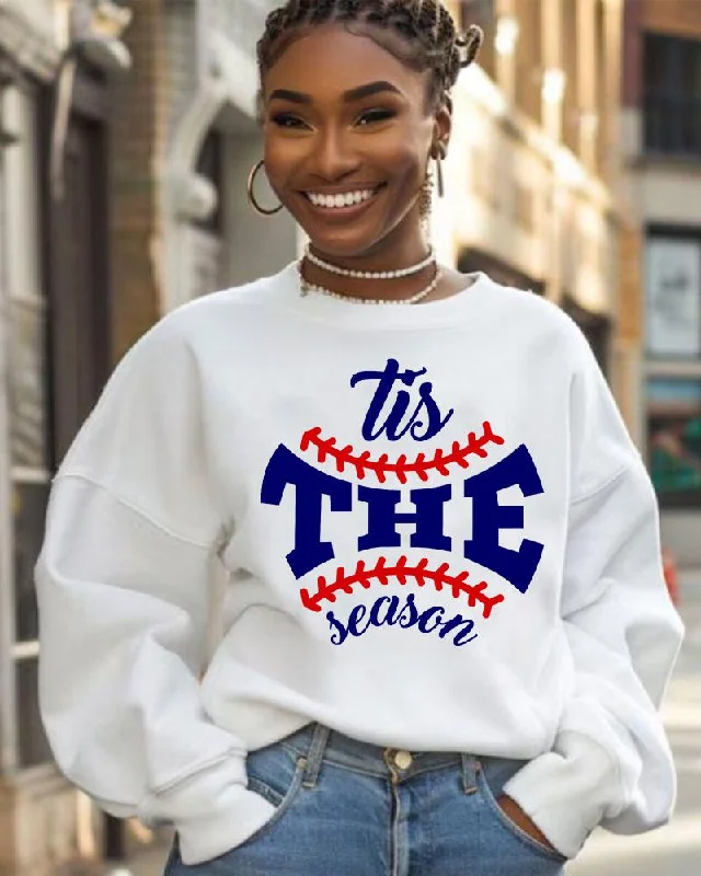 Women's Rugby Tis The Season Print Round Neck Long Sleeve Sweatshirt