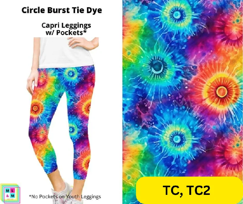 Circle Burst Tie Dye Capri Length w/ Pockets