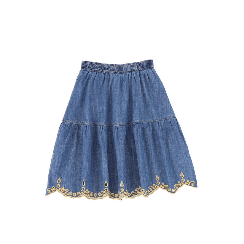 Phil and Phoebe Embroidered Eyelet Denim Skirt