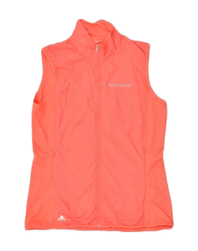 ADIDAS Womens Sleeveless Tracksuit Top Jacket UK 14 Medium Orange