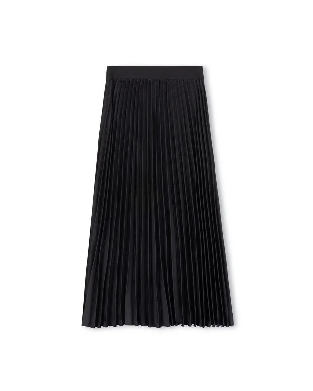 Tustello Black Silky Pleated Skirt