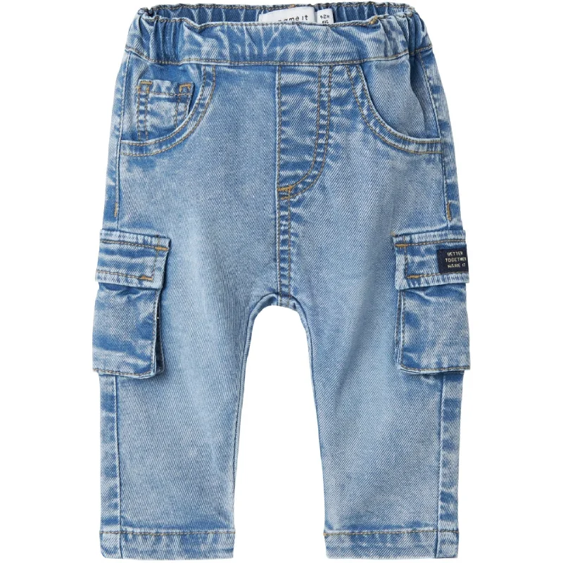 Name It Medium Blue Denim Ben Baggy Cargo Jeans Noos