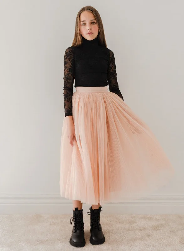 Petite Amalie Antique Rose Pleated Tulle Full Skirt