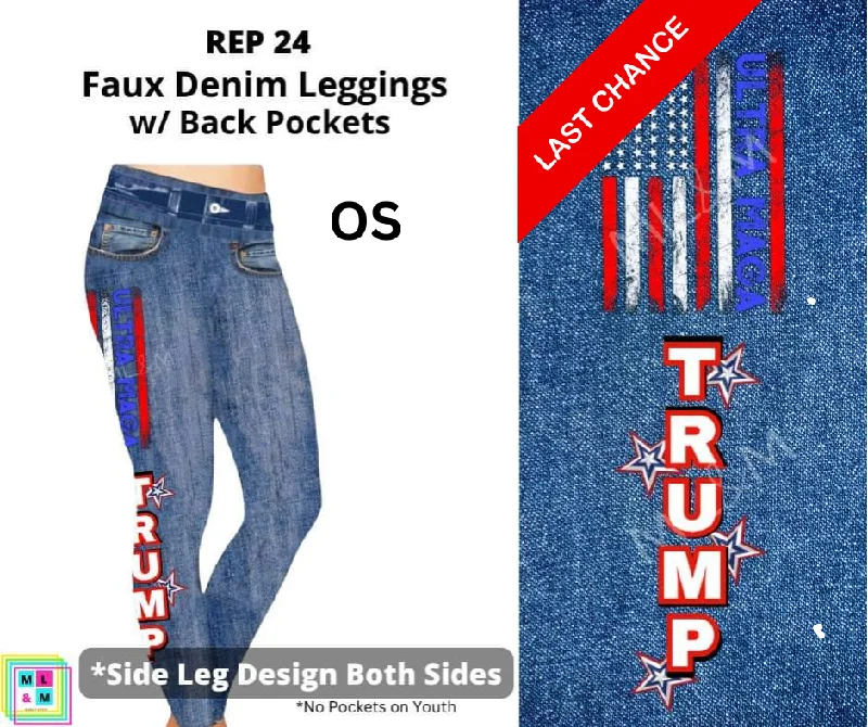 Rep 24 Full Length Faux Denim w/ Side Leg Designs