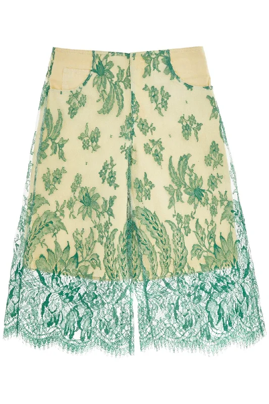 Christopher Esber Women's Mint  Lace Shorts With Floral Embroidery