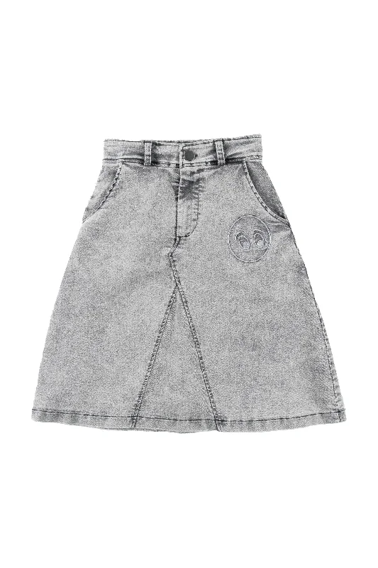 Loud Light Grey Wash Wild Midi Skirt