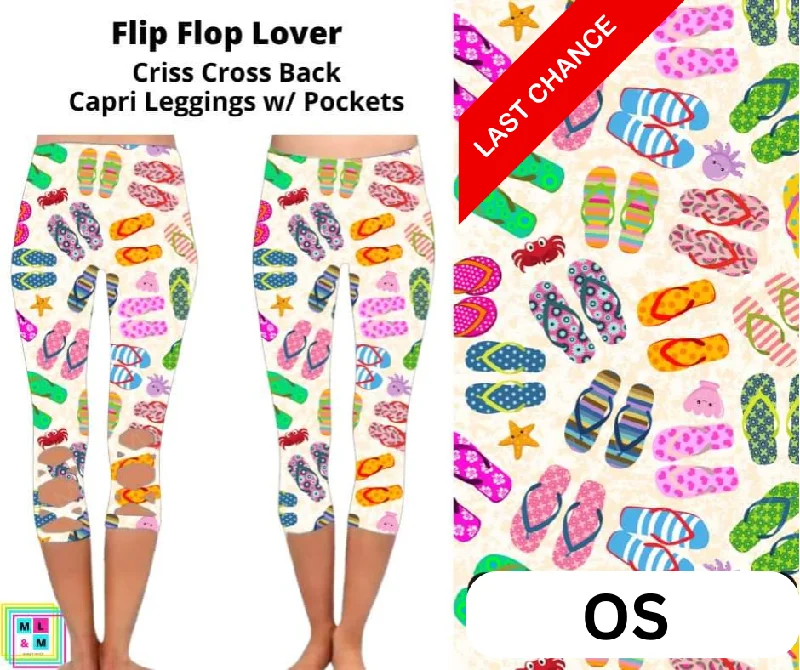 Flip Flop Lover Criss Cross Capri w/ Pockets