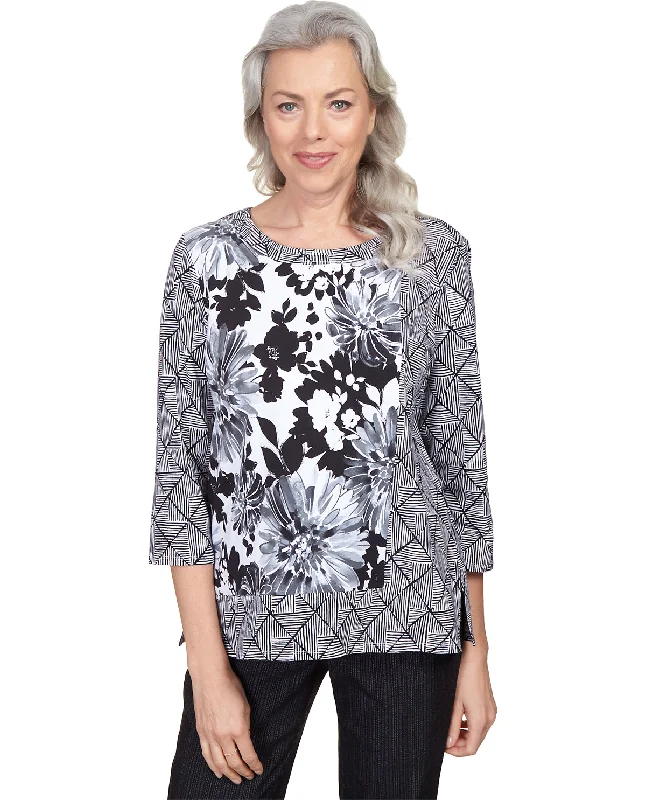 Alfred Dunner World Traveler Geo Floral Knit Top