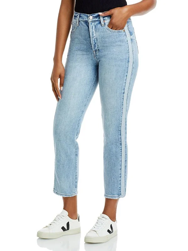 Women's Washed Straight Jeans,Light Blue