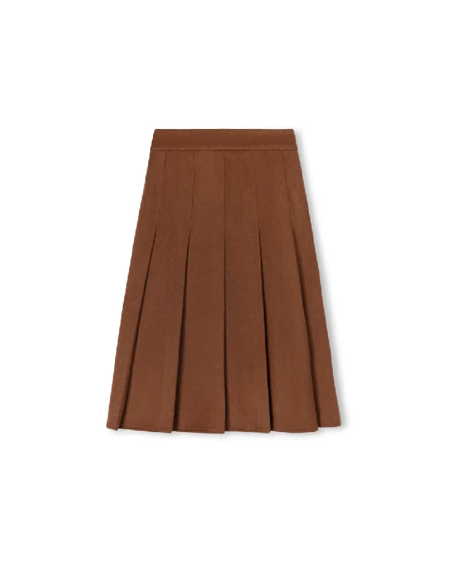 Mallory and Merlot Brown Pleated Wool Skirt