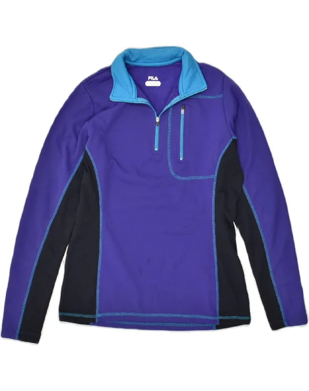 FILA Womens Pullover Tracksuit Top UK 12 Medium Blue Polyester