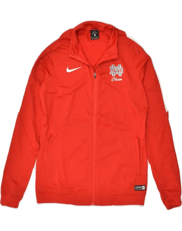 NIKE Womens Tracksuit Top Jacket UK 14 Medium Red Polyester