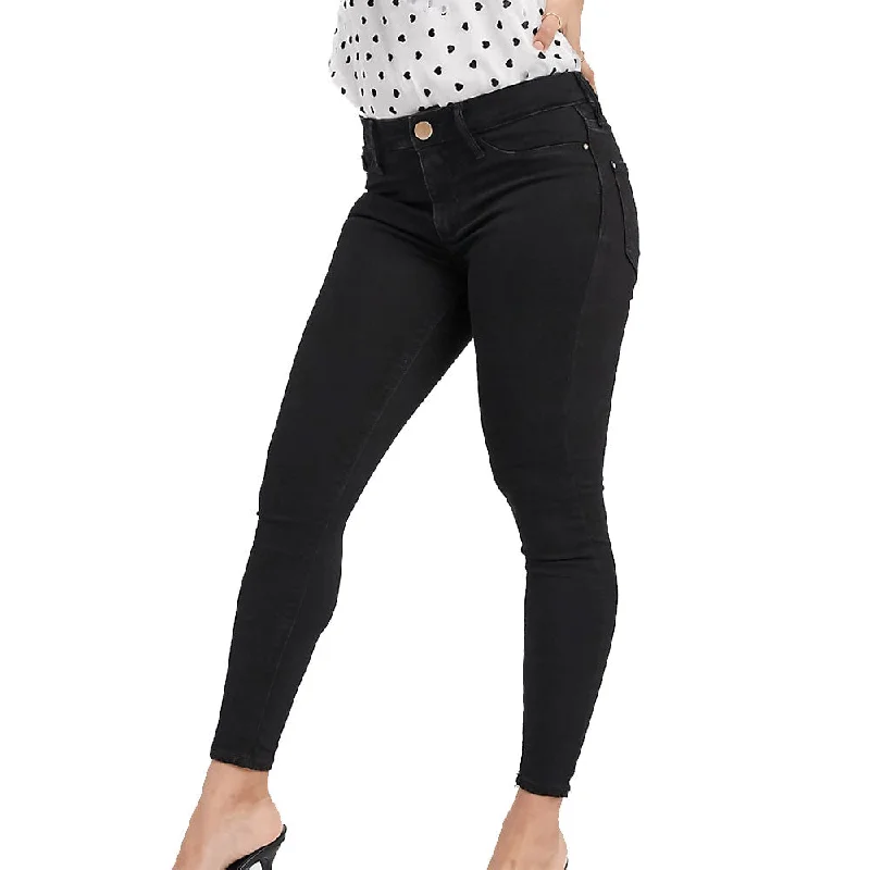 Women's Mid Rise Solid Jeans,Black