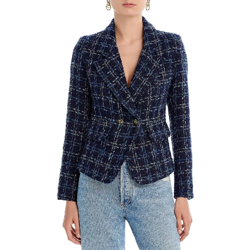 Aqua Womens Tweed Collar One-Button Blazer