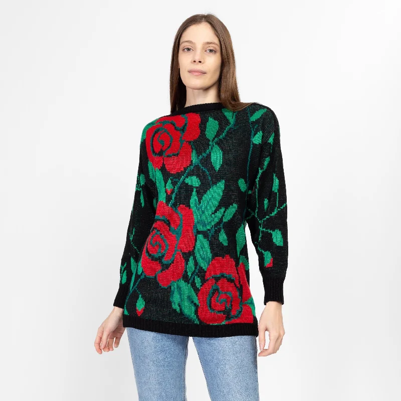 Small 80s Rose Floral Sweater