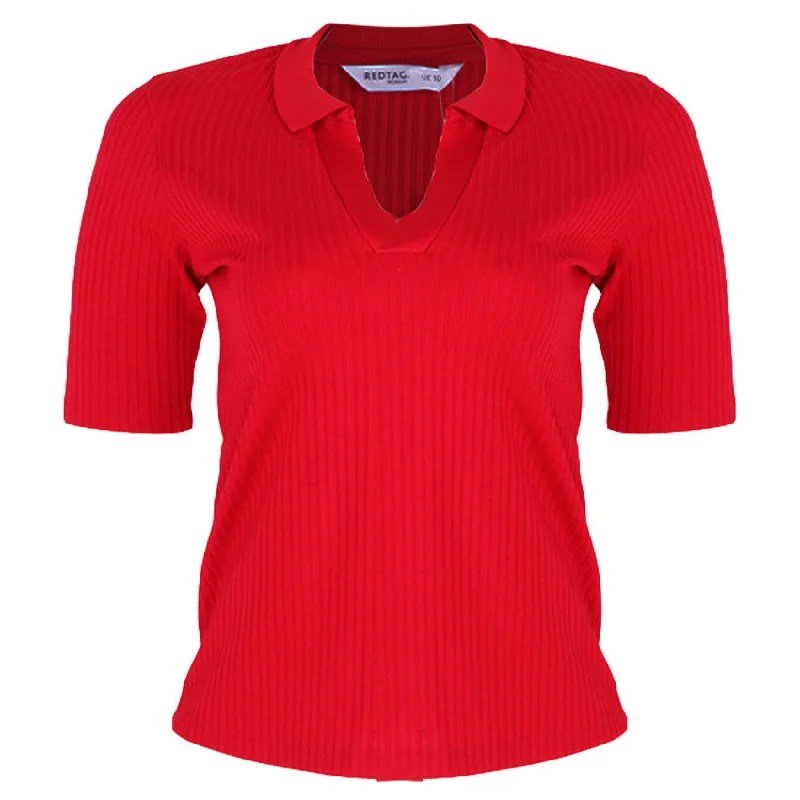 REDTAG Women's Red Formal Jersey Tops