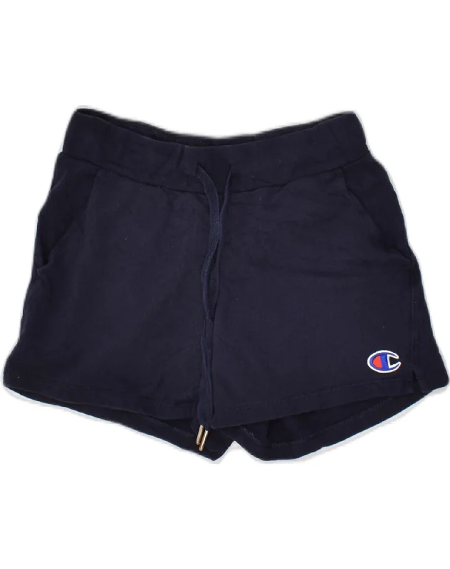 CHAMPION Womens Sport Shorts UK 6 XS Navy Blue Cotton