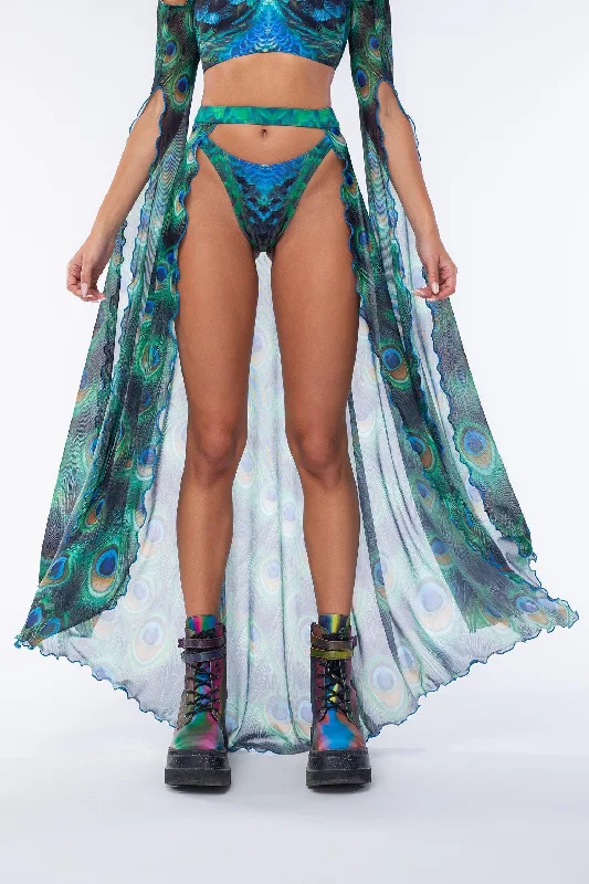 Mystic Peacock Open-Front Skirt