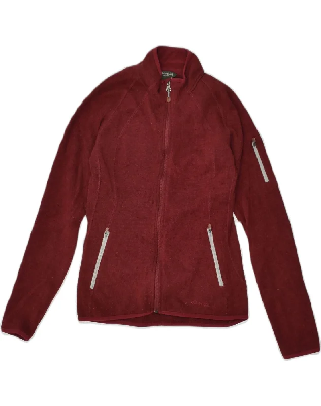 EDDIE BAUER Womens Tracksuit Top Jacket UK 8 Small Maroon Polyester