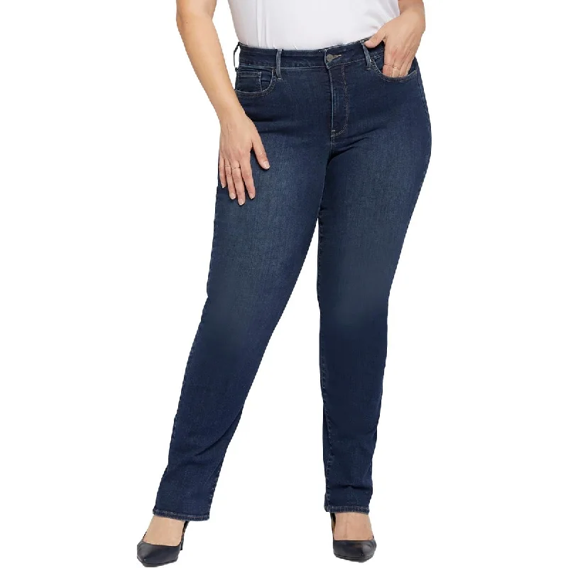 NYDJ Womens Plus Marilyn Tencel Denim Straight Leg Jeans