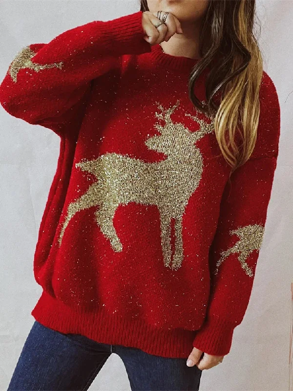 Chic O-Neck Long Sleeve Knitted Christmas Sweater