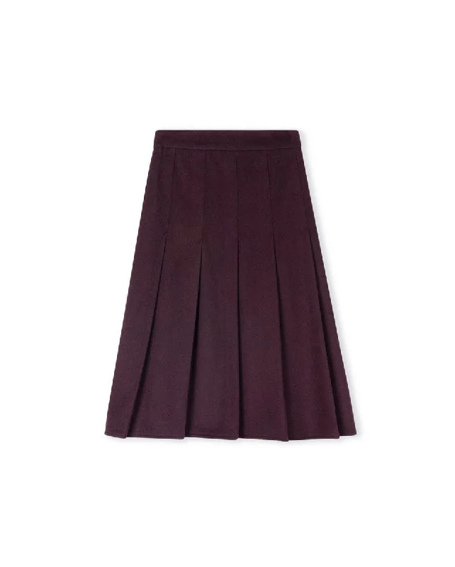 Mallory and Merlot Burgundy Pleated Wool Skirt