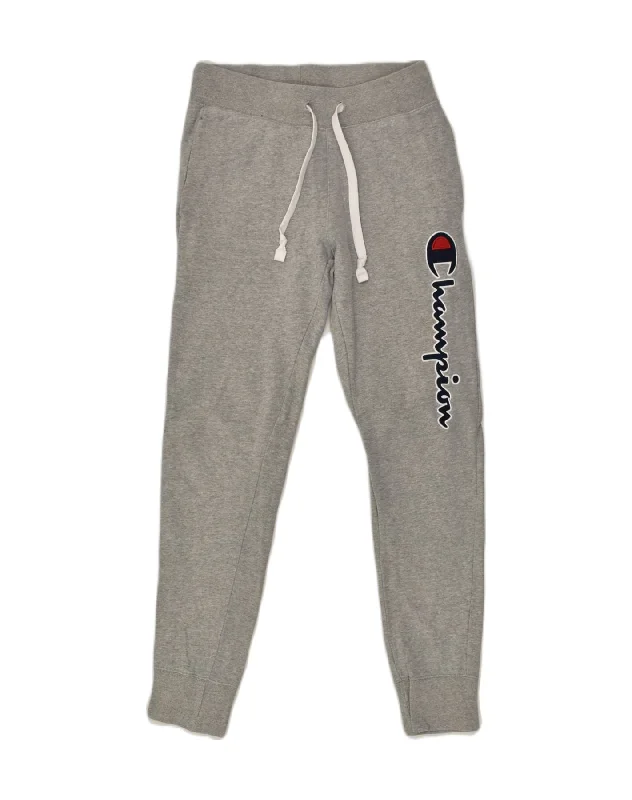 CHAMPION Womens Graphic Tracksuit Trousers Joggers UK 4  XS Grey Cotton