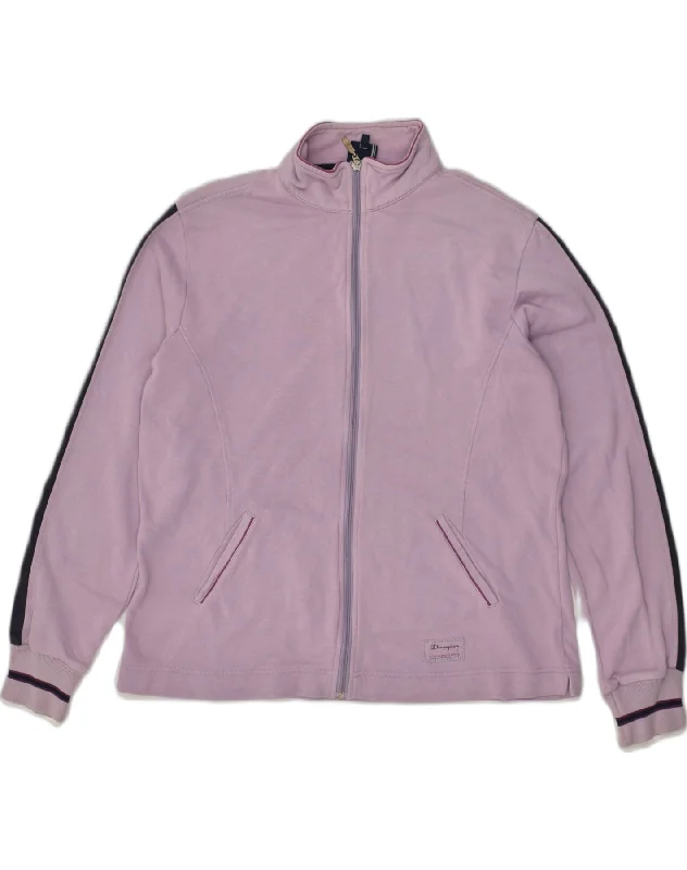 CHAMPION Womens Tracksuit Top Jacket UK 20 2XL Purple Cotton