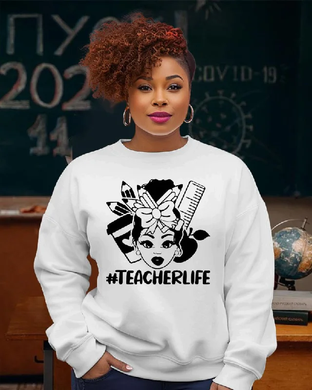 Messy Bun Teacher Crewneck Sweatshirt