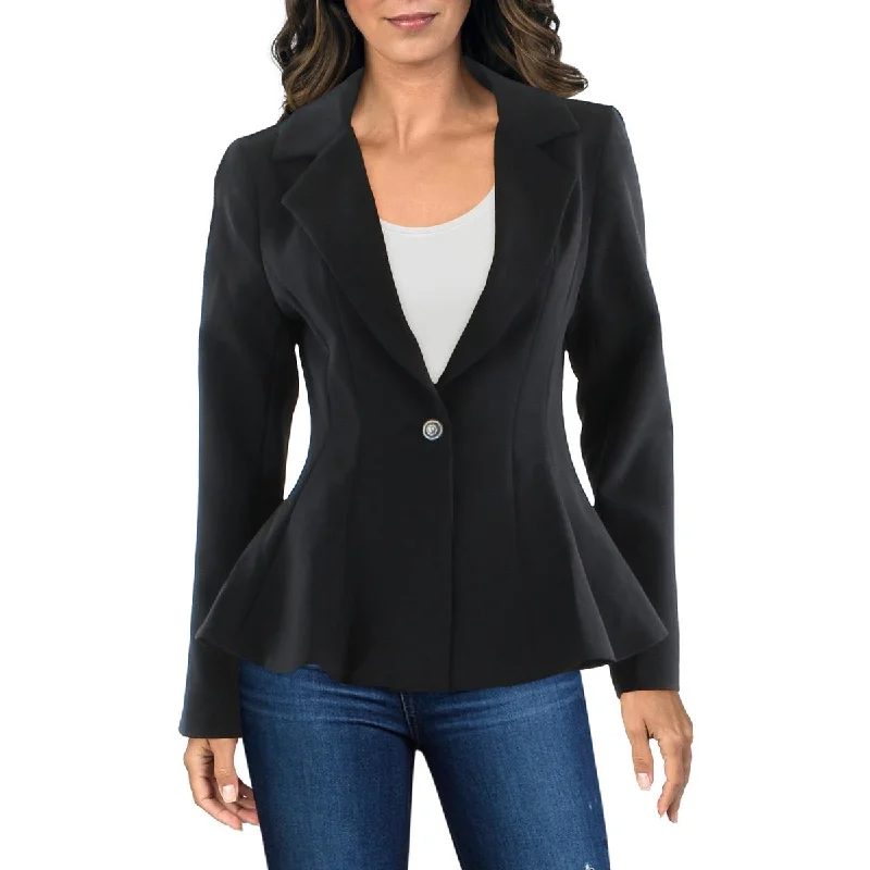 Gracia Womens Embellished Business One-Button Blazer