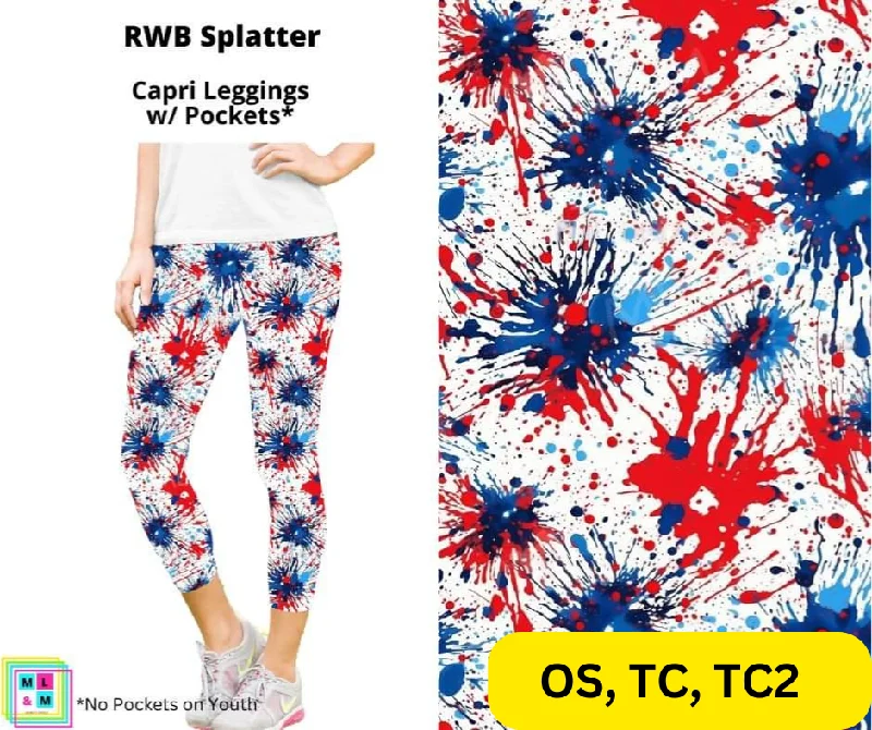 RWB Splatter Capri Length Leggings w/ Pockets