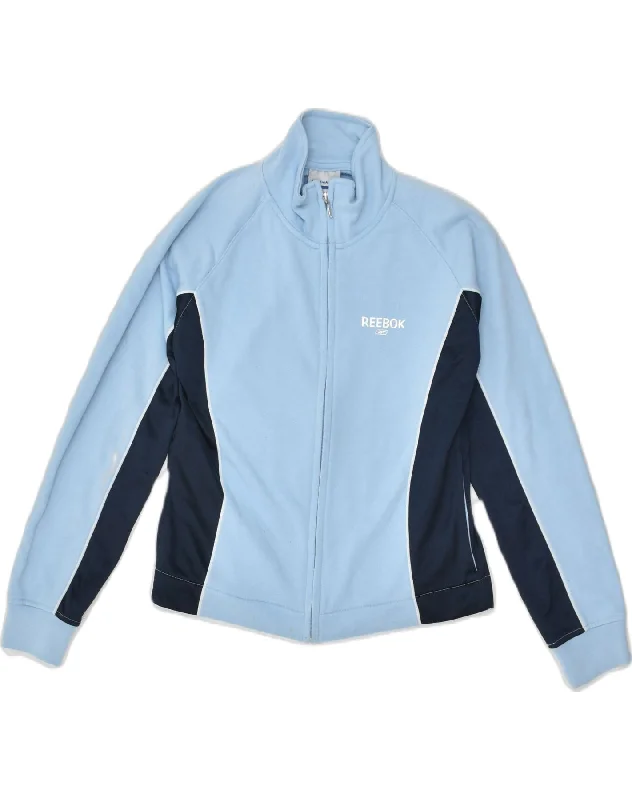 REEBOK Womens Tracksuit Top Jacket UK 14 Medium Blue Polyester