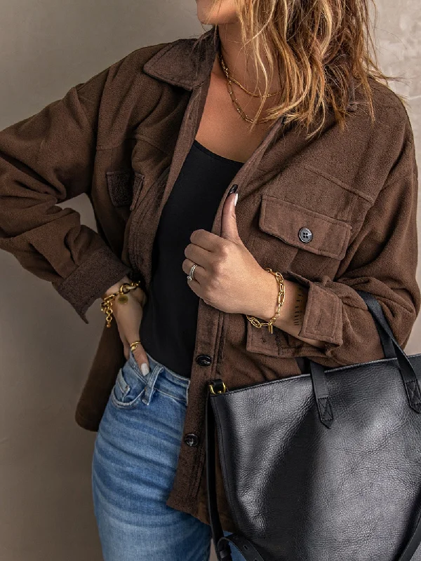 Oversized Brown Fleece Shirt