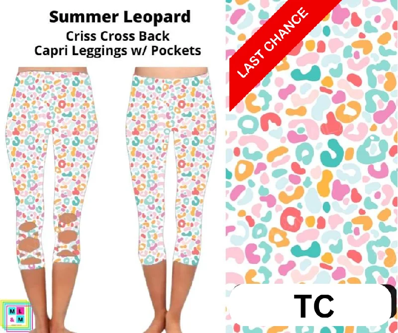 Summer Leopard Criss Cross Capri w/ Pockets