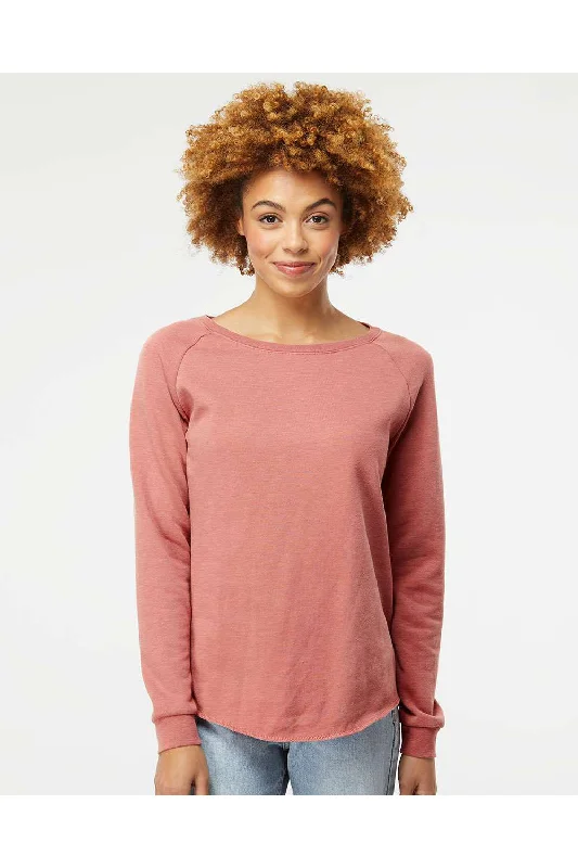 Independent Trading Co. Womens California Wave Wash Crewneck Sweatshirt - Dusty Rose