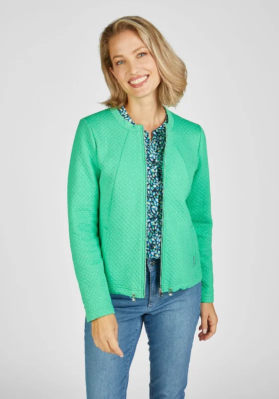 Rabe Full Zip Textured Short Jacket, Green