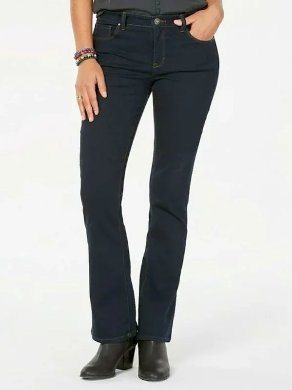 Women's Pocketed Zippered Jeans,Navy