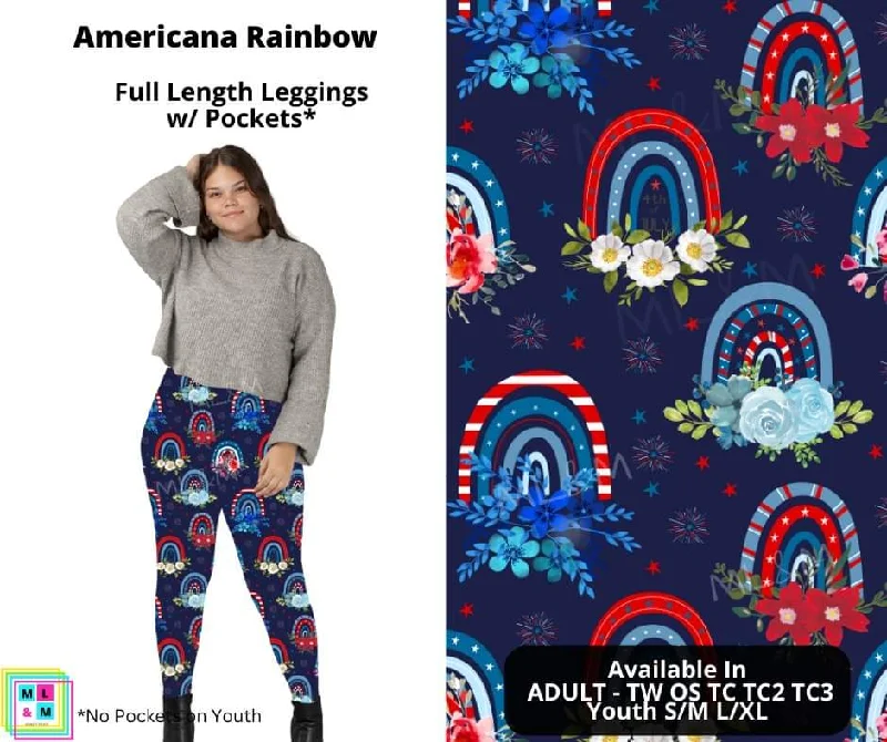 Americana Rainbow Full Length Leggings w/ Pockets