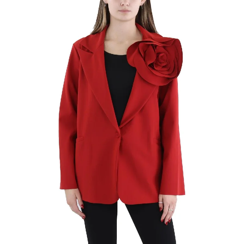 Chiara Boni Womens Rosette Workwear One-Button Blazer