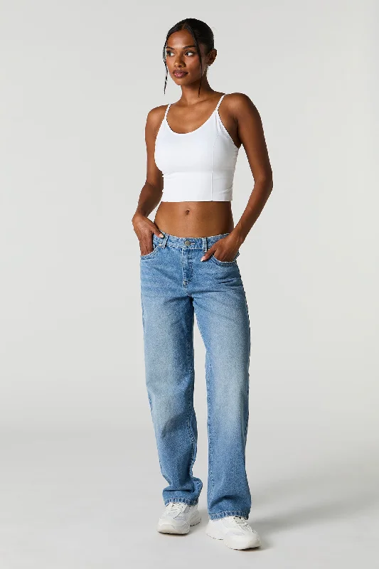 Medium Wash Slouchy Straight Leg Jean