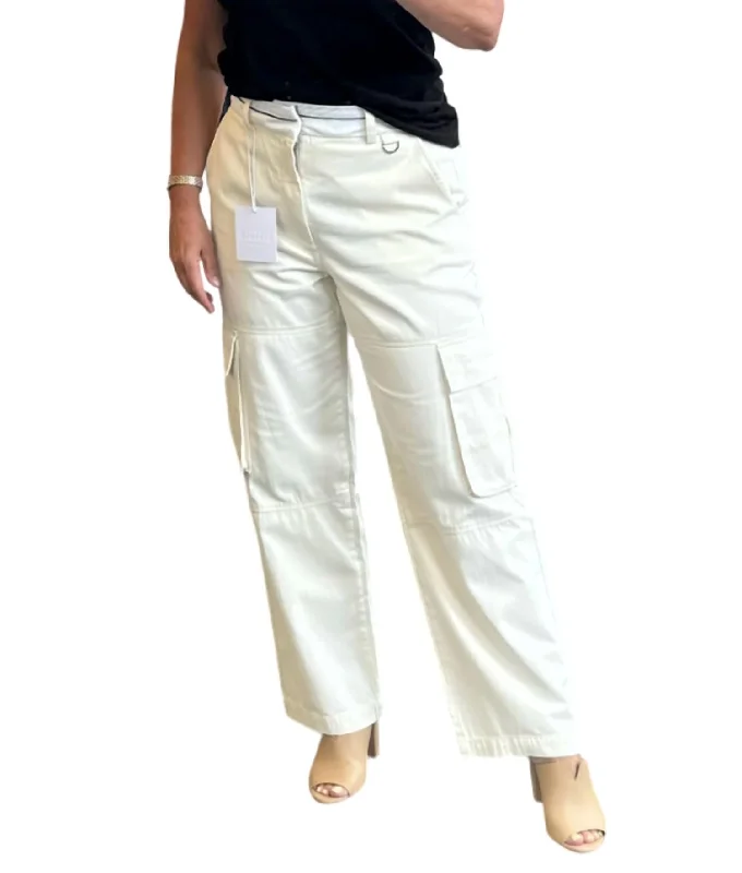 Addie High Rise Relaxed Cargo Trouser In Eggshell