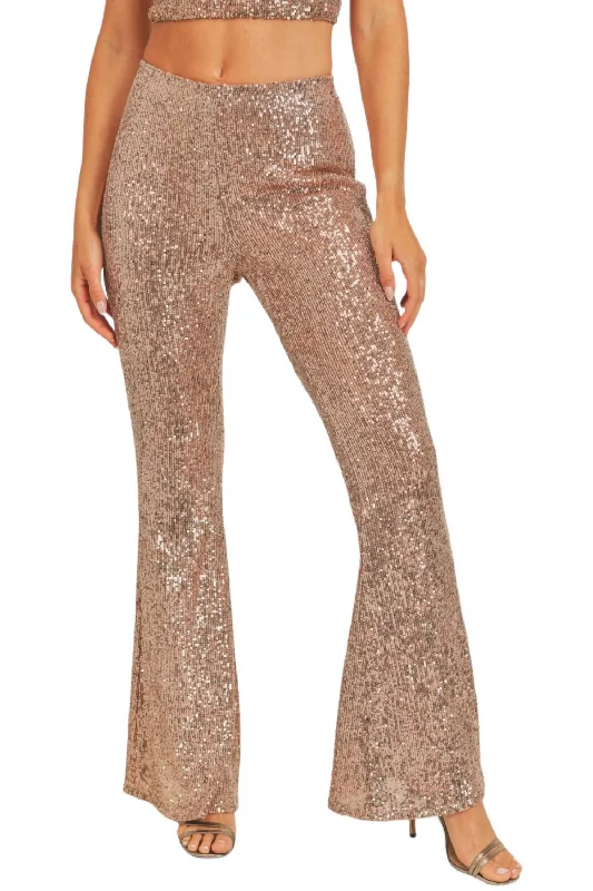 Disco Inferno Sequins Pants In Copper