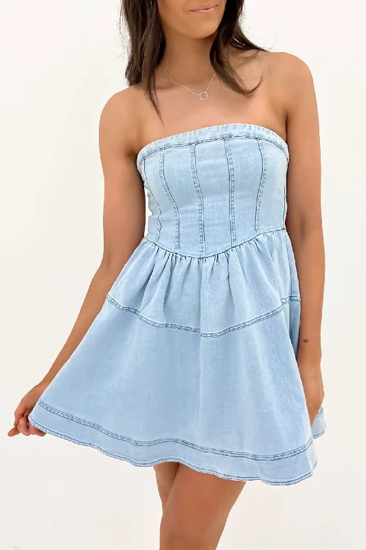 Erin Denim Mini Dress Light Blue