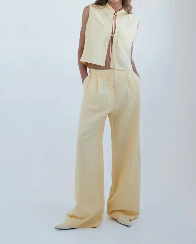 Tailored Wide Leg Pants In Butter